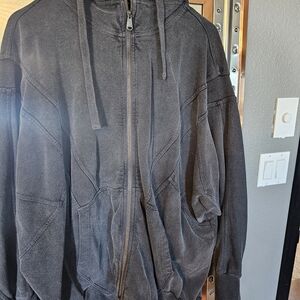 Free People Movement Charcoal Zip-Up Sweater